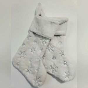 New  Pair Holiday Silver White Stockings
